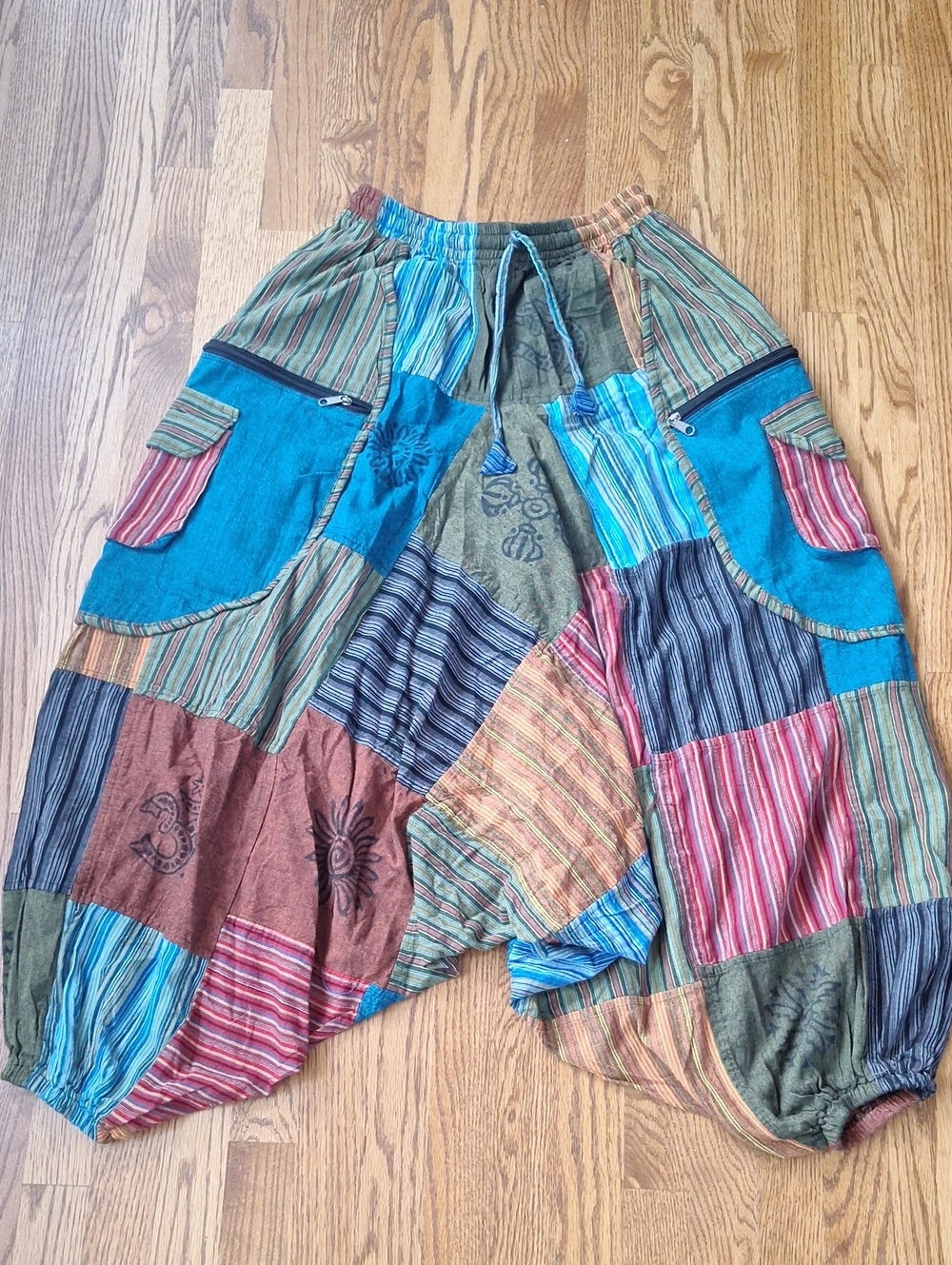 Himalaya Handmade Clothing Hammer Artsy Patch Multicolor Pants M